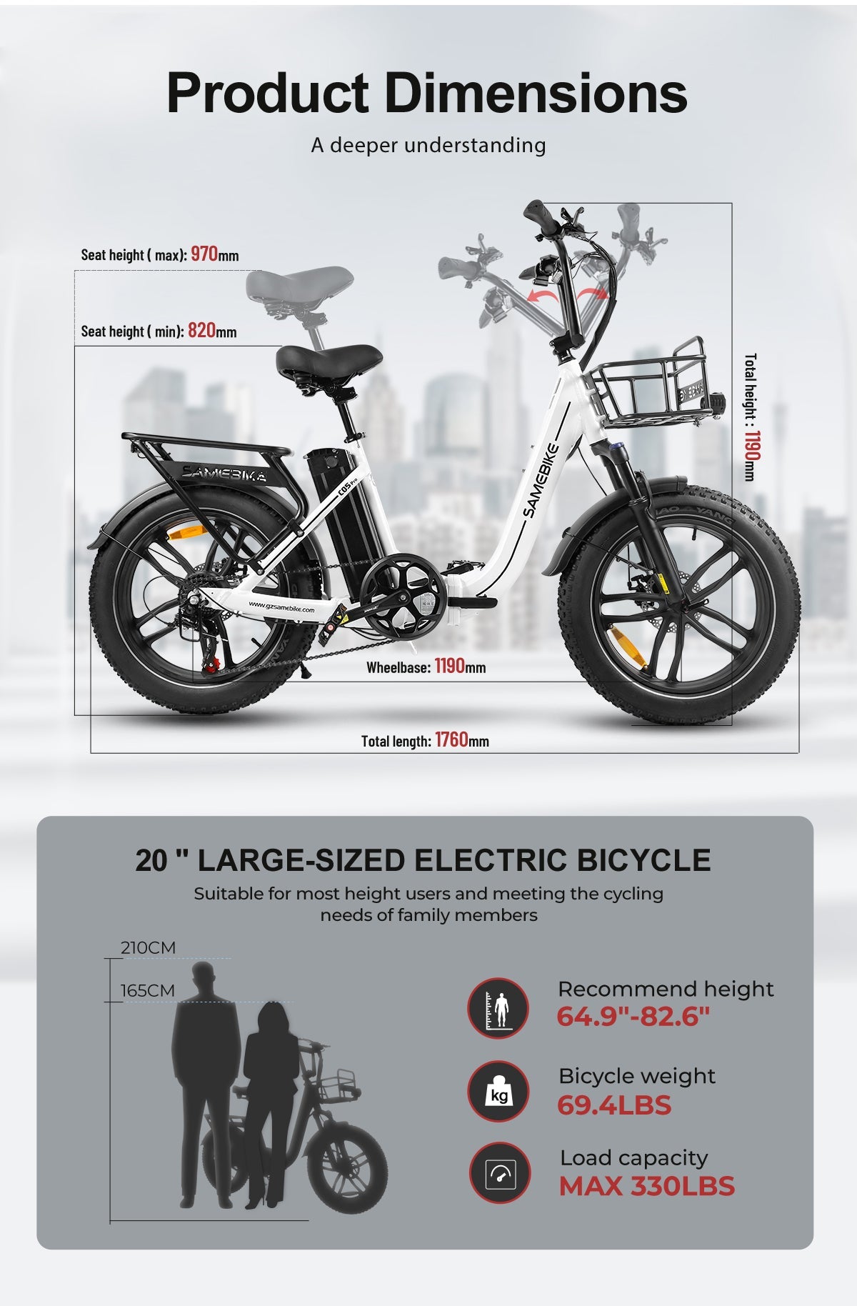 SAMEBIKE C05 PRO Faltbares Elektrofahrrad