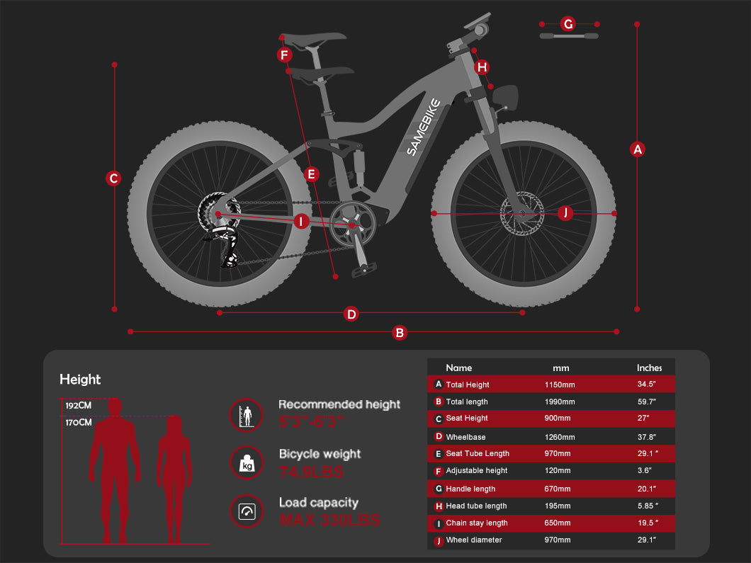 SAMEBIKE RSA08-II Gelände-Elektrofahrrad